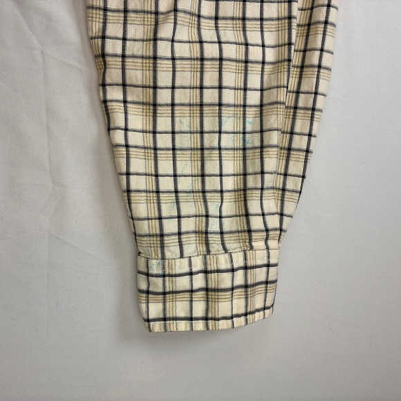 Nautica Men's Casual Button Down Flannel Shirt - Cream and Black Plaid - Picture 10 of 11